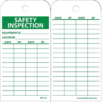 NMC™ Tags, Safety Inspection Record, 6&quot;X3&quot;, Unrippable Vinyl, 25/PK