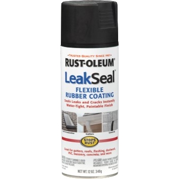 Rust-Oleum LeakSeal Flexible Rubber Coating, Black, 12 oz Aerosol, 6/Carton