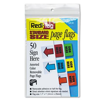 Redi-Tag Removable Page Flags, Green/Yellow/Red/Blue/Orange, 10/Color, 50/Pack