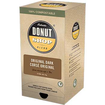 Reunion Island Coffee Pods, Authentic Donut Shop Blend&#174; Original Dark, 0.39 oz., 16/BX