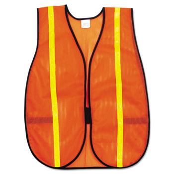 River City Polyester Mesh Safety Vest, 3/4in Lime Green Stripe, 12/CT