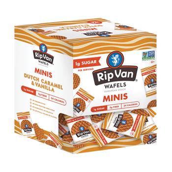 Rip Van&#174; Mini Gravity Dutch Caramel and Vanilla Wafels, 0.28 oz, 32/Box, 4 Boxes/Case