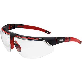 Uvex™ Avatar™ Safety Glasses, Red, Clear Lens, HydroShield Anti-Fog Coating