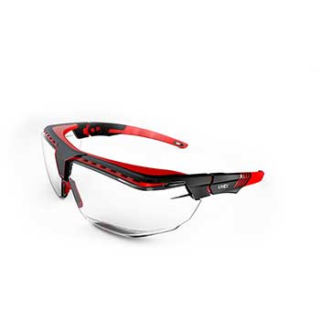 Honeywell Uvex Avatar™ Safety Glasses, Anti-Reflective, Scratch Resistant, Clear Lens, Black/Red