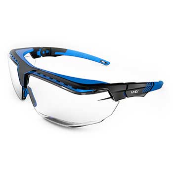 Honeywell Uvex™ Avatar™ OTG Safety Glasses, Anti-Scratch Coating, Clear Lens, Black/Blue Frame