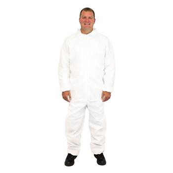 The Safety Zone SMS Coveralls, Elastic Wrist/Ankles, Polypropylene, 50 g/m&#178;, White, 2XL, 25/CS