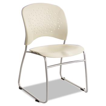 Safco R&#234;ve Series Guest Chair With Sled Base, Latte Plastic, Silver Steel, 2/CT