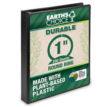 Samsill Earth&#39;s Choice Biobased Durable Binder, 1&quot; Round Ring, Black