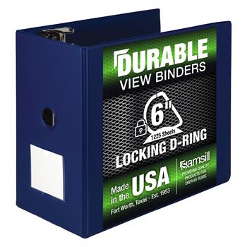 Samsill Clean Touch&#226;„&#162; 3 Ring Binder Protected by Antimicrobial Additive, 6 &quot; Locking D-Rings, Blue