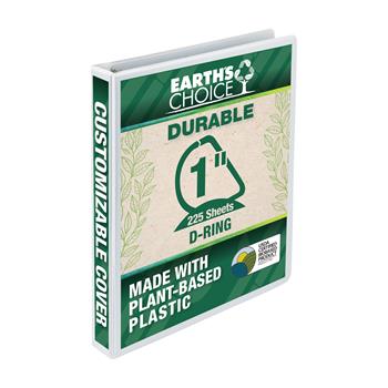 Samsill Earth&#226;€™s Choice Biobased 3 Ring View Binder, Clear Cover, 1&quot; D-Ring, White