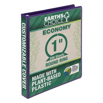 Samsill Earth&#226;€™s Choice Biobased View Binders, Clear Cover, 1&quot; Round Ring, Purple