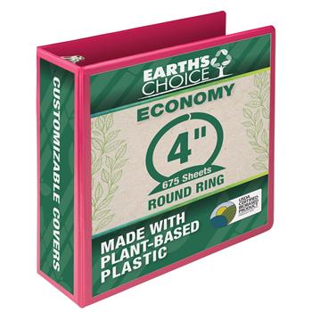 Samsill Earth’s Choice Biobased 3 Ring View Binders, 4&quot; Round Ring, Berry Pink