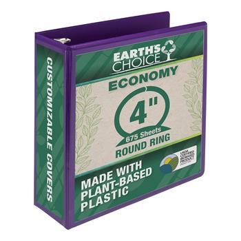 Samsill Earth’s Choice Biobased 3 Ring View Binders, 4&quot; Round Ring, Purple
