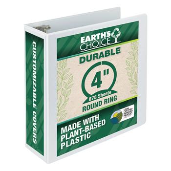 Samsill&#174; Earth’s Choice Biobased Durable 3 Ring View Binder, 4&quot; Round Ring, White