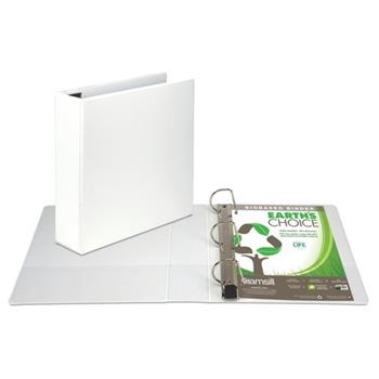 Samsill Earth&#39;s Choice One Touch Biobased USDA Certified 5&quot; View Binder, 1070 Sheet Capacity, 3 x D-Ring Fasteners, 2 Internal Pockets, White, Clear Overlay
