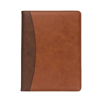 Samsill Two-Tone Padfolio with Spine Accent, 10 3/5w x 14 1/4h, Polyurethane, Tan/Brown