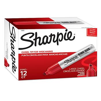 Sharpie King Size Permanent Marker, Chisel Tip, Red, Dozen