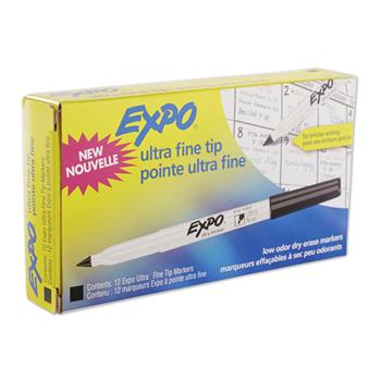 EXPO&#174; Low-Odor Dry-Erase Marker, Ultra Fine Point, Black, Dozen