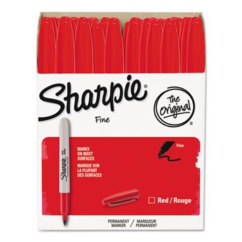 Sharpie Fine Point Permanent Marker, Red, 36/Pack