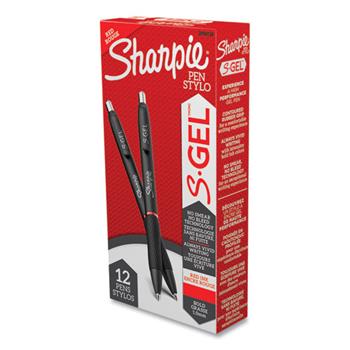 Sharpie S-Gel Pen, Bold 1 mm, Red Ink, Black Barrel, DZ