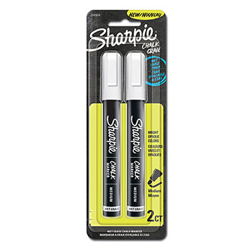 Sharpie Wet-Erase Chalk Marker, Medium Bullet Tip, White, 2/PK