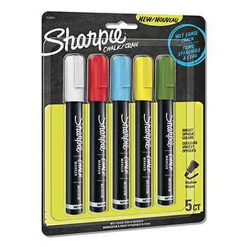 Sharpie Wet-Erase Chalk Marker, Medium Bullet Tip, Assorted, 5/PK