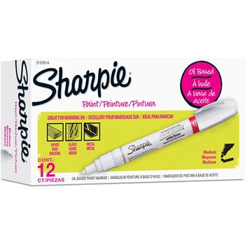 Sharpie Permanent Paint Marker, Medium Bullet Tip, White, Dozen