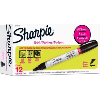 Sharpie Permanent Paint Marker, Medium Bullet Tip, Black, Dozen