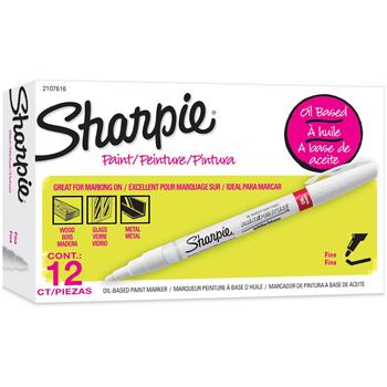 Sharpie Permanent Paint Marker, Fine Bullet Tip, White, Dozen