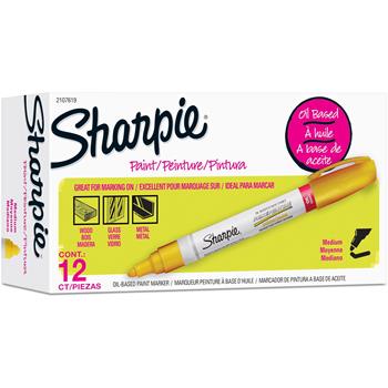 Sharpie Permanent Paint Marker, Medium Bullet Tip, Yellow, Dozen