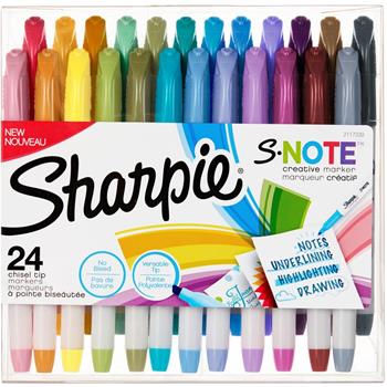 Sharpie S-Note Creative Markers, Chisel Tip, Assorted Colors, 24/PK