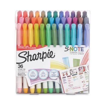 Sharpie S-Note Creative Markers, Bullet/Chisel Tip, Assorted Colors, 36/Pack