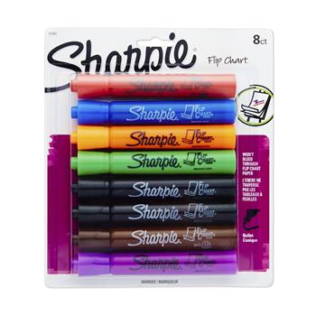 Sharpie Bullet Point Flip Chart Markers, Assorted Water Based Ink, 8/PK