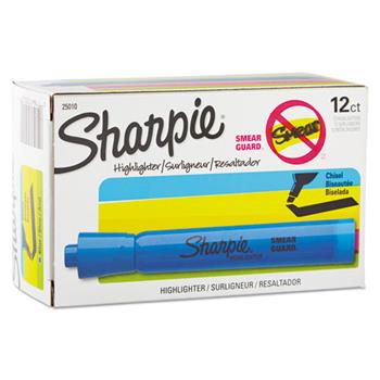 Sharpie Accent Tank Style Highlighter, Chisel Tip, Blue, 12/Pk
