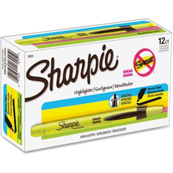 Sharpie Accent Retractable Highlighters, Chisel Tip, Fluorescent Yellow, Dozen