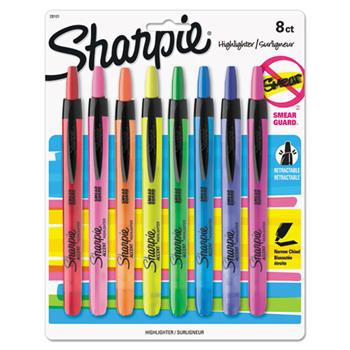 Sharpie Accent Retractable Highlighters, Chisel Tip, Assorted Colors, 8/ST