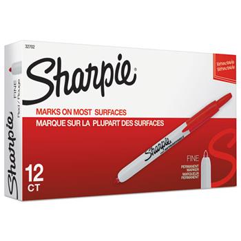 Sharpie Retractable Permanent Markers, Fine Point, Red Ink, Dozen