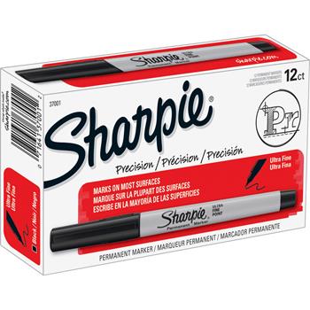 Sharpie Permanent Markers, Ultra Fine Point, Black, Dozen