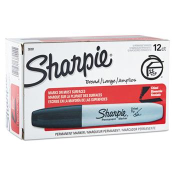 Sharpie Permanent Marker, 5.3mm Chisel Tip, Black, DZ