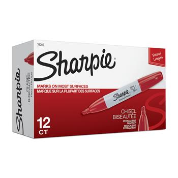 Sharpie Permanent Marker, 5.3mm Chisel Tip, Red, DZ