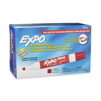 EXPO&#174; Low Odor Dry Erase Marker, Chisel Tip, Red, DZ