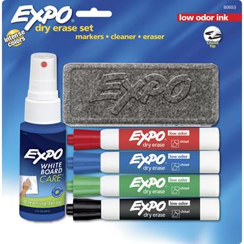 EXPO&#174; Low Odor Dry Erase Marker Starter Set, Chisel, Assorted, 4/ST