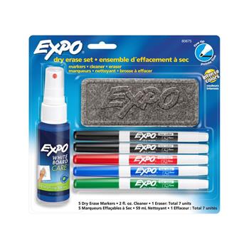 EXPO Low Odor Starter Marker Set, Fine Point, Assorted, 5/Set