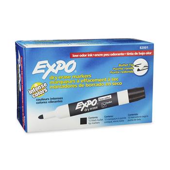 EXPO Low Odor Dry Erase Marker, Bullet Tip, Black, DZ