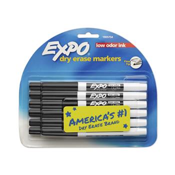 EXPO Low Odor Dry Erase Marker, Fine Point, Black, Dozen