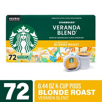 Starbucks Veranda Blend Light Roast K-Cup Pods, 72/Case