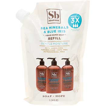 Soapbox™ Liquid Hand Soap, Sea Minerals &amp; Blue Iris, 34 oz, Luxe Refill