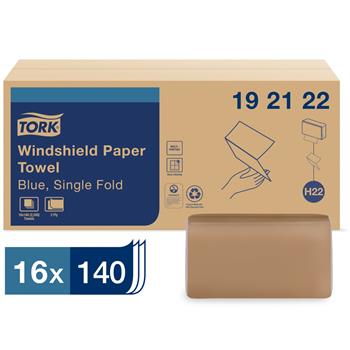 Tork Windshield Folded Paper Towel, 10.25&quot; x 9.13&quot;, Blue, 140/PK, 16 PK/CT