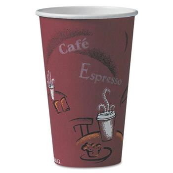 SOLO Cup Company Bistro Design Hot Drink Cups, Paper, 16oz, Maroon, 50/Pack