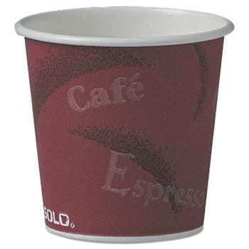 SOLO Cup Company Polycoated Hot Cups, 4 oz, Paper, Bistro Design, 50/Pack, 20 Packs/Carton